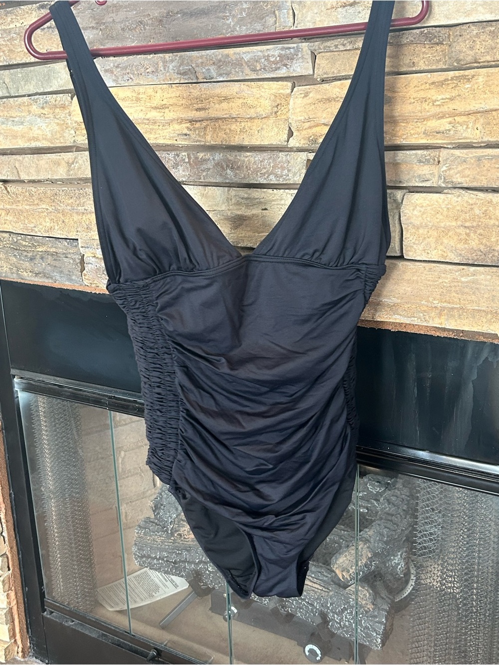 DKNY Black Ruched Kids One-Piece Swimsuit